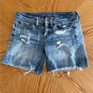 American Eagle Outfitters Light Blue Distressed Denim Shorts